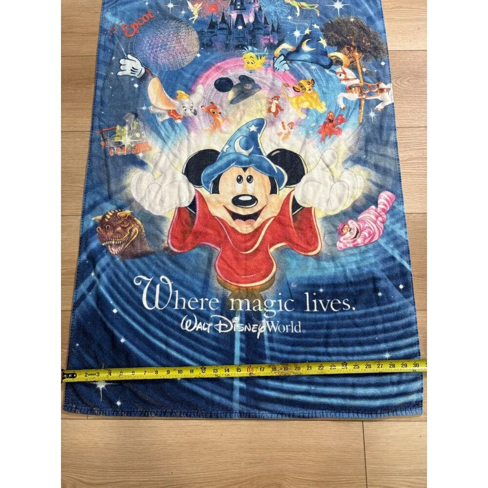 Vintage Disney Sorcerer Mickey Where Magic Lives Beach Towel 100% Cotton